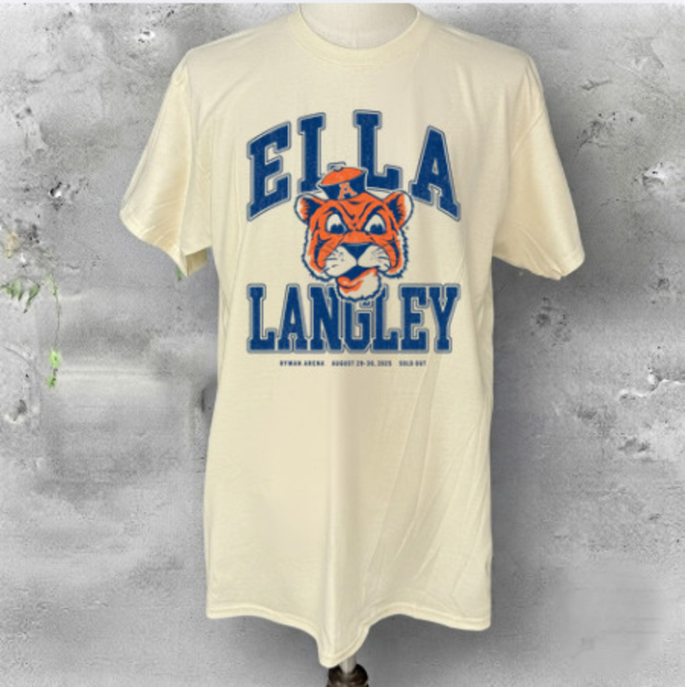 Ella Langley Tiger Mascot Country Music Tour Vintage White T-Shirt